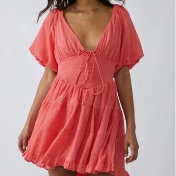 NWT Free People Perfect Day Mini Dress in Watermelon - S - Picture 1 of 5